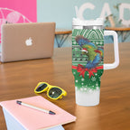 New Zealand Kea Bird Christmas Tumbler With Handle Maori Inspired Knitted Patterns