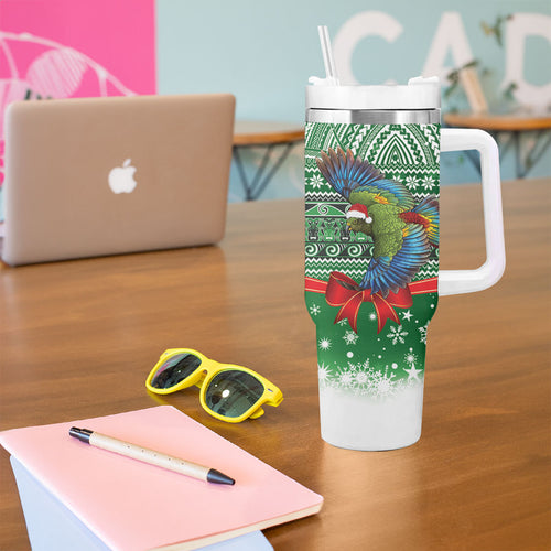New Zealand Kea Bird Christmas Tumbler With Handle Maori Inspired Knitted Patterns