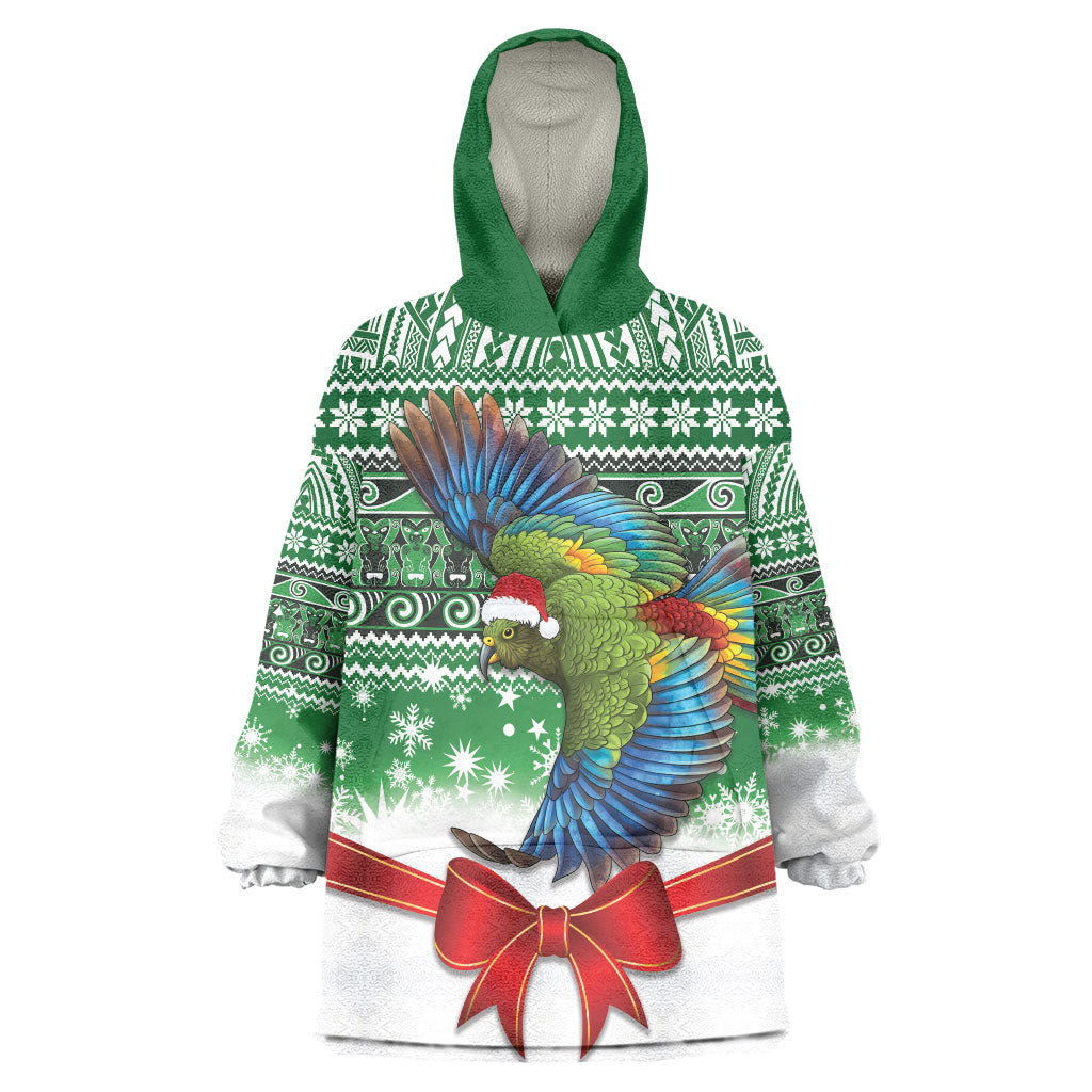 New Zealand Kea Bird Christmas Wearable Blanket Hoodie Maori Inspired Knitted Patterns