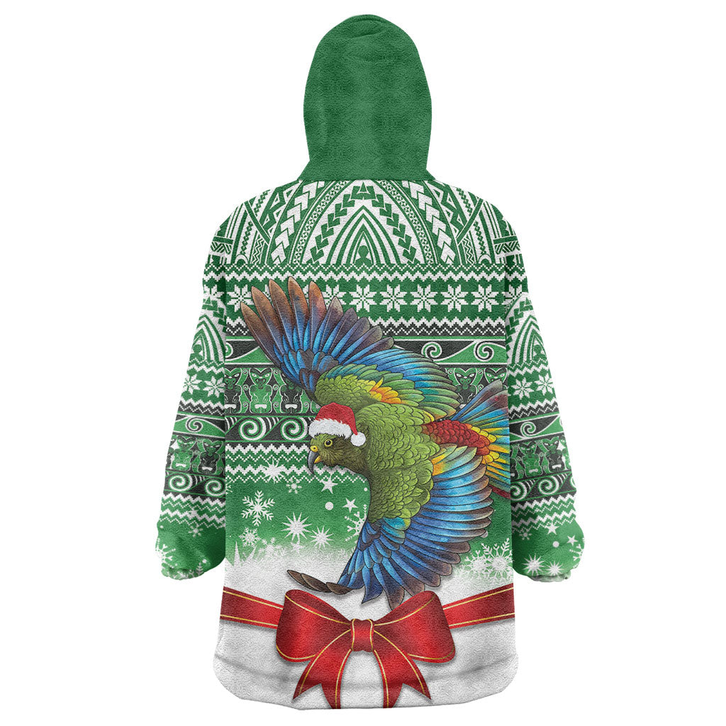 New Zealand Kea Bird Christmas Wearable Blanket Hoodie Maori Inspired Knitted Patterns