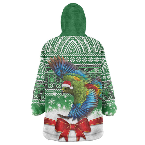 New Zealand Kea Bird Christmas Wearable Blanket Hoodie Maori Inspired Knitted Patterns