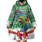 New Zealand Kea Bird Christmas Wearable Blanket Hoodie Maori Inspired Knitted Patterns