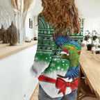 New Zealand Kea Bird Christmas Women Casual Shirt Maori Inspired Knitted Patterns