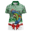 New Zealand Kea Bird Christmas Women Polo Shirt Maori Inspired Knitted Patterns