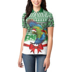 New Zealand Kea Bird Christmas Women Polo Shirt Maori Inspired Knitted Patterns
