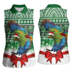 New Zealand Kea Bird Christmas Women Sleeveless Polo Shirt Maori Inspired Knitted Patterns