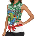 New Zealand Kea Bird Christmas Women Sleeveless Polo Shirt Maori Inspired Knitted Patterns