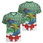 New Zealand Kea Bird Christmas Women V-Neck T-Shirt Maori Inspired Knitted Patterns