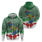 New Zealand Kea Bird Christmas Zip Hoodie Maori Inspired Knitted Patterns