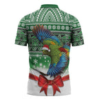 New Zealand Kea Bird Christmas Zipper Polo Shirt Maori Inspired Knitted Patterns