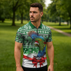 New Zealand Kea Bird Christmas Zipper Polo Shirt Maori Inspired Knitted Patterns