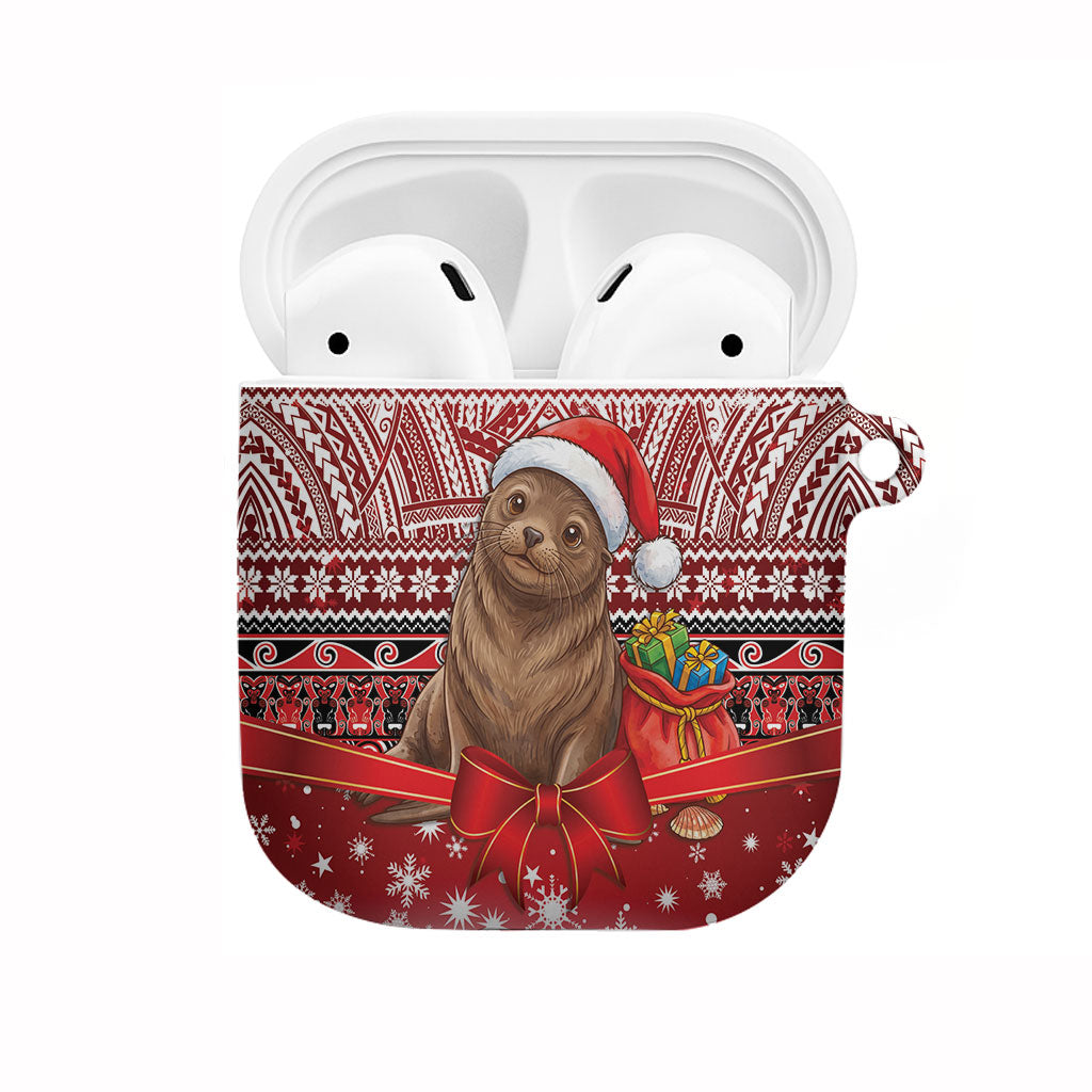 New Zealand Kekeno Seal Christmas AirPods Case Maori Inspired Knitted Patterns