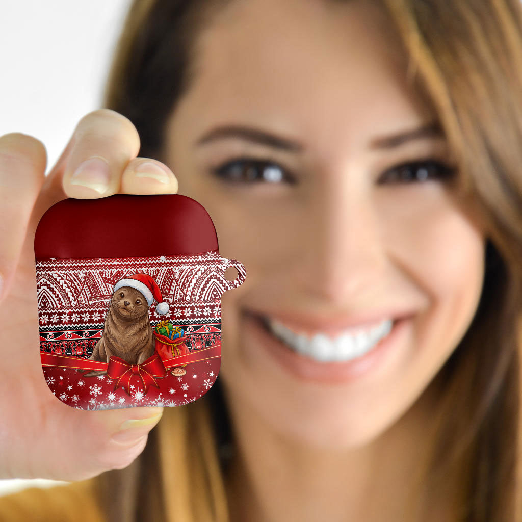 New Zealand Kekeno Seal Christmas AirPods Case Maori Inspired Knitted Patterns