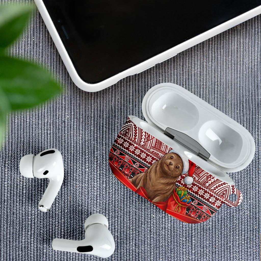 New Zealand Kekeno Seal Christmas AirPods Case Maori Inspired Knitted Patterns