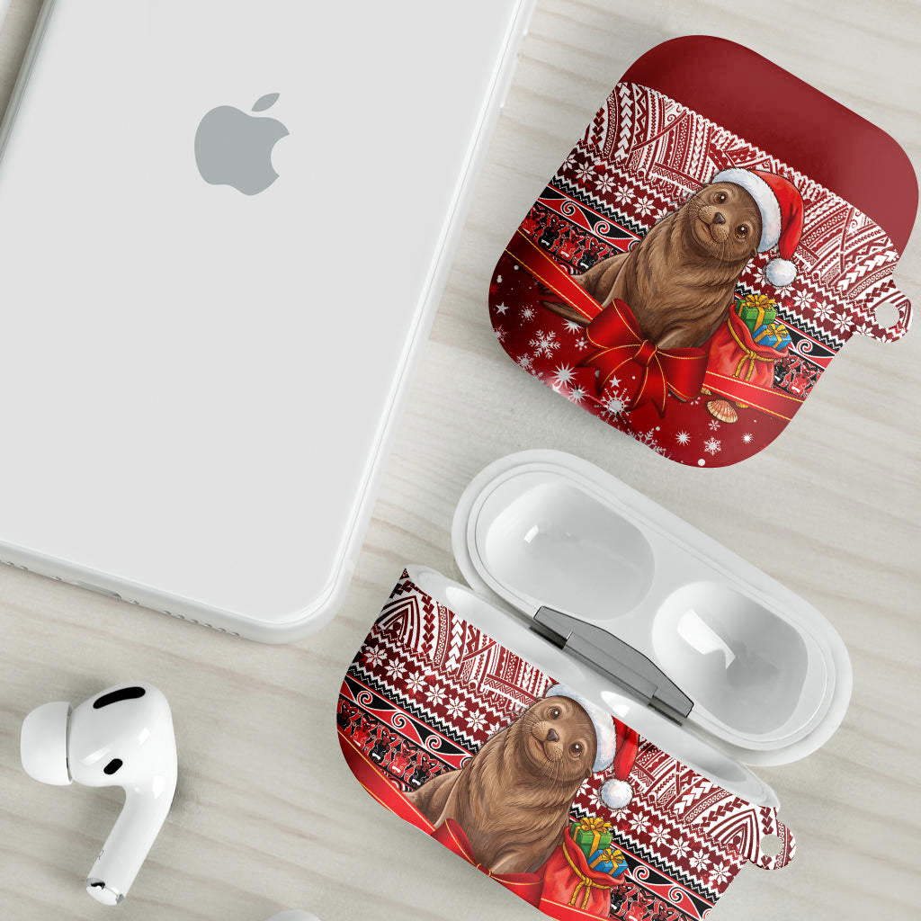 New Zealand Kekeno Seal Christmas AirPods Case Maori Inspired Knitted Patterns