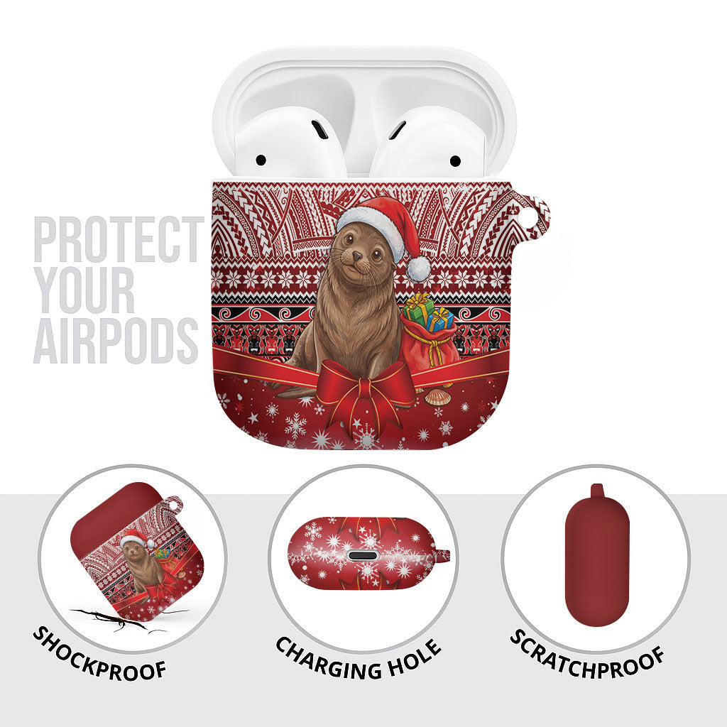 New Zealand Kekeno Seal Christmas AirPods Case Maori Inspired Knitted Patterns