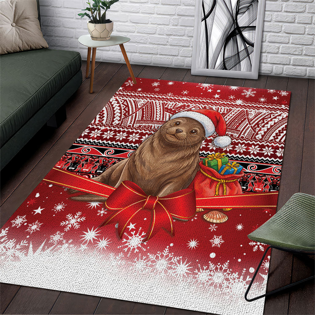 New Zealand Kekeno Seal Christmas Area Rug Maori Inspired Knitted Patterns