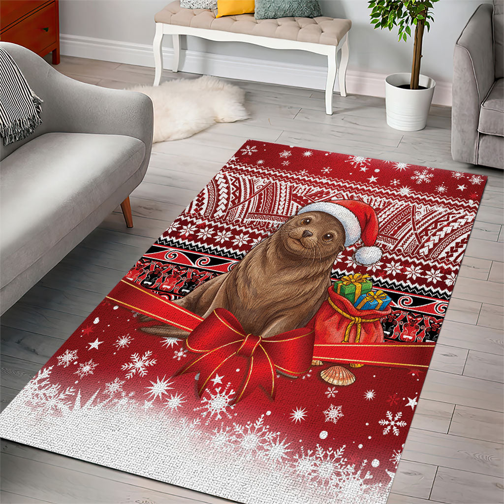 New Zealand Kekeno Seal Christmas Area Rug Maori Inspired Knitted Patterns