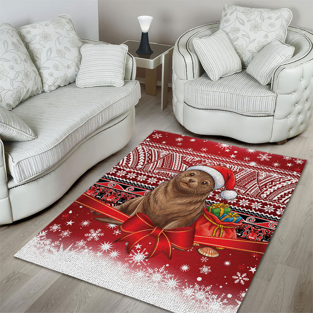 New Zealand Kekeno Seal Christmas Area Rug Maori Inspired Knitted Patterns