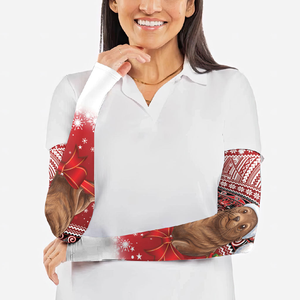 New Zealand Kekeno Seal Christmas Arm Sleeves Maori Inspired Knitted Patterns