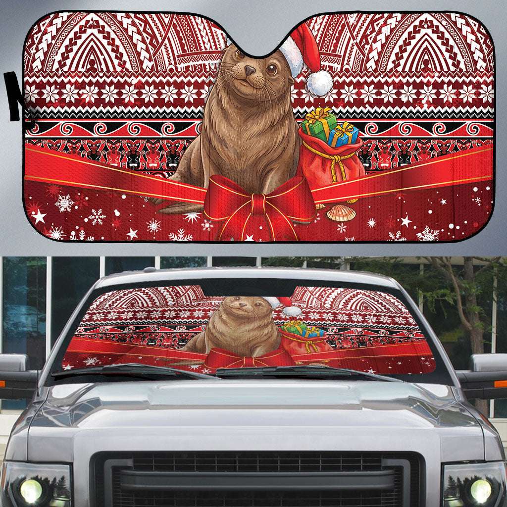 New Zealand Kekeno Seal Christmas Auto Sun Shade Maori Inspired Knitted Patterns