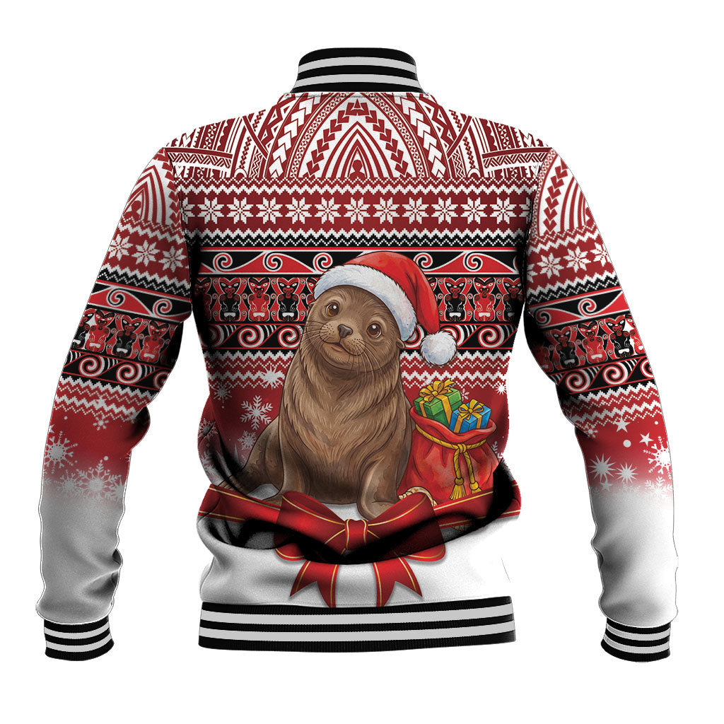 New Zealand Kekeno Seal Christmas Baseball Jacket Maori Inspired Knitted Patterns
