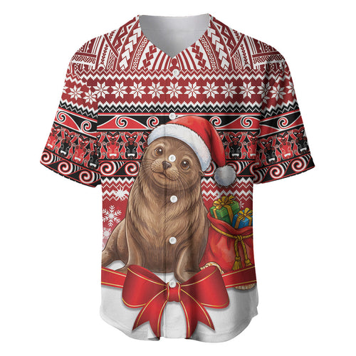 New Zealand Kekeno Seal Christmas Baseball Jersey Maori Inspired Knitted Patterns