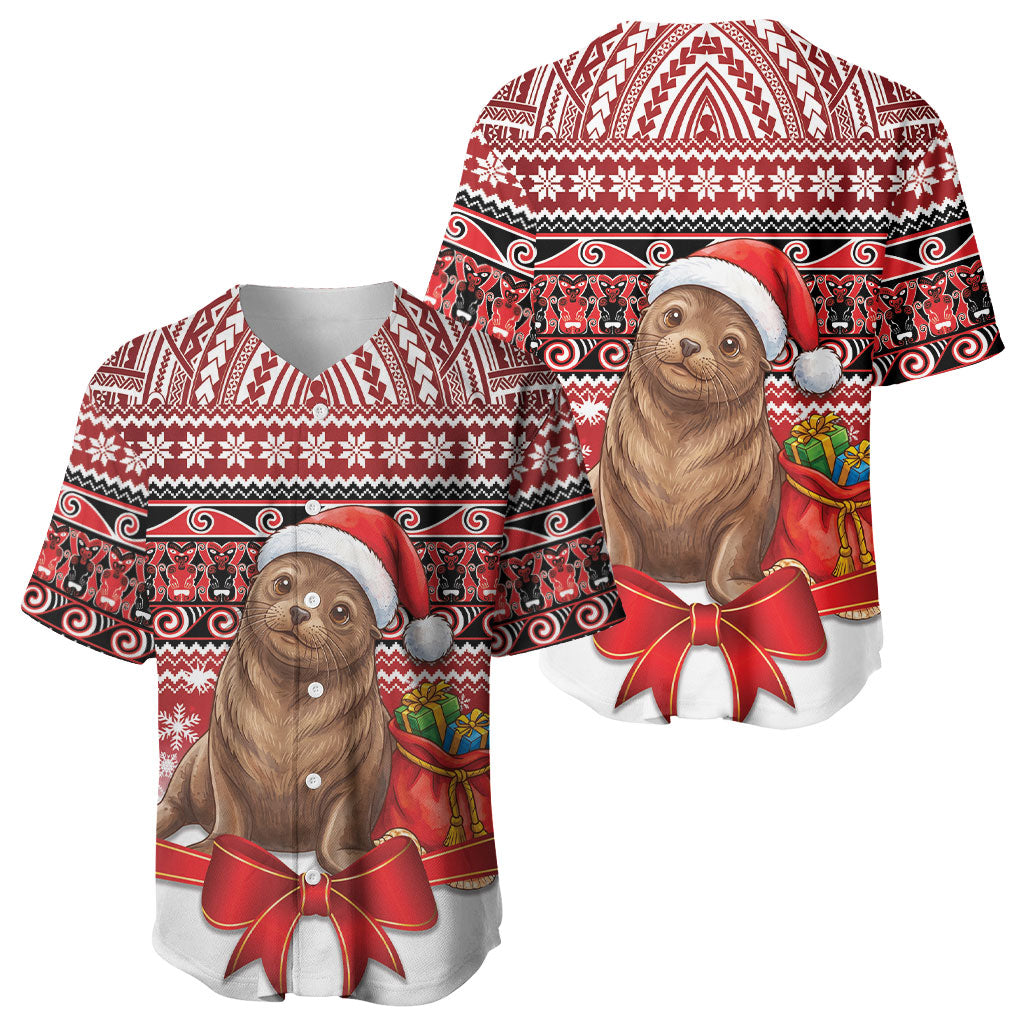 New Zealand Kekeno Seal Christmas Baseball Jersey Maori Inspired Knitted Patterns