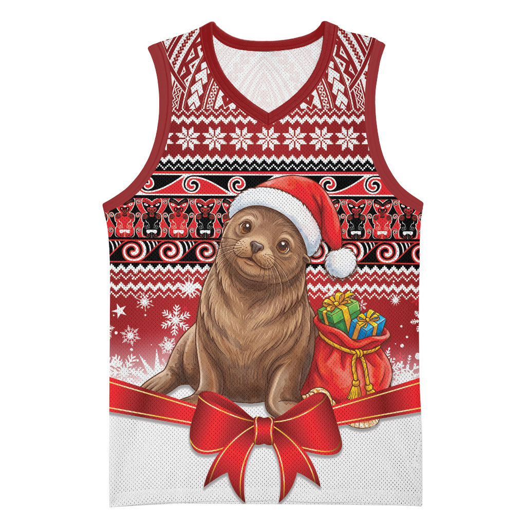 New Zealand Kekeno Seal Christmas Basketball Jersey Maori Inspired Knitted Patterns
