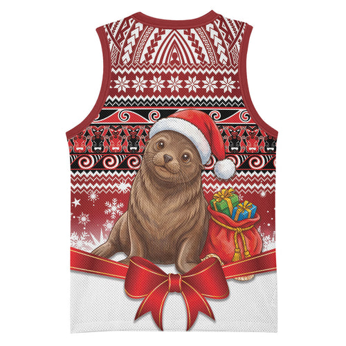 New Zealand Kekeno Seal Christmas Basketball Jersey Maori Inspired Knitted Patterns
