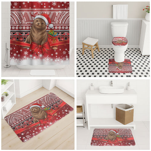 New Zealand Kekeno Seal Christmas Bathroom Set Maori Inspired Knitted Patterns