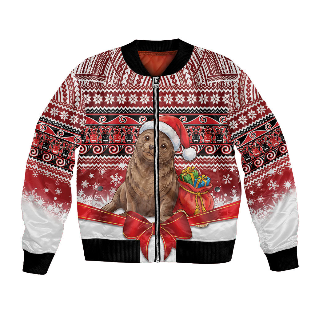 New Zealand Kekeno Seal Christmas Bomber Jacket Maori Inspired Knitted Patterns