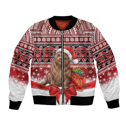 New Zealand Kekeno Seal Christmas Bomber Jacket Maori Inspired Knitted Patterns