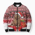 New Zealand Kekeno Seal Christmas Bomber Puffer Jacket Maori Inspired Knitted Patterns