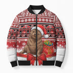 New Zealand Kekeno Seal Christmas Bomber Puffer Jacket Maori Inspired Knitted Patterns