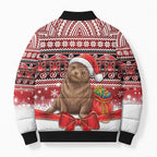 New Zealand Kekeno Seal Christmas Bomber Puffer Jacket Maori Inspired Knitted Patterns