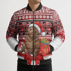 New Zealand Kekeno Seal Christmas Bomber Puffer Jacket Maori Inspired Knitted Patterns
