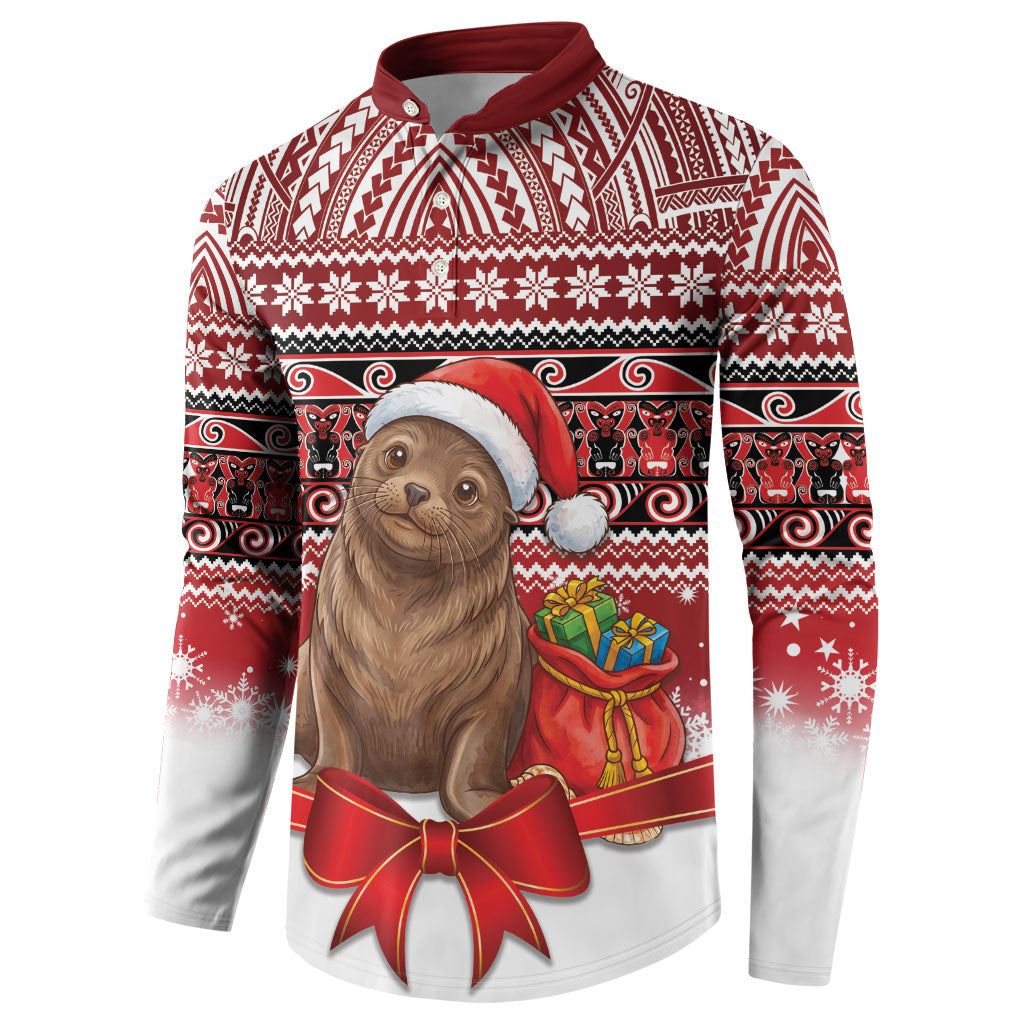 New Zealand Kekeno Seal Christmas Button Sweatshirt Maori Inspired Knitted Patterns