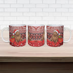 New Zealand Kekeno Seal Christmas Ceramic Mug Maori Inspired Knitted Patterns