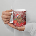 New Zealand Kekeno Seal Christmas Ceramic Mug Maori Inspired Knitted Patterns