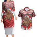 New Zealand Kekeno Seal Christmas Couples Matching Long Sleeve Bodycon Dress and Hawaiian Shirt Maori Inspired Knitted Patterns