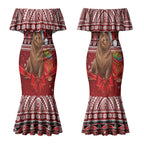 New Zealand Kekeno Seal Christmas Couples Matching Mermaid Dress and Hawaiian Shirt Maori Inspired Knitted Patterns