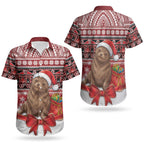New Zealand Kekeno Seal Christmas Couples Matching Off Shoulder Maxi Dress and Hawaiian Shirt Maori Inspired Knitted Patterns