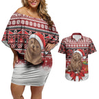 New Zealand Kekeno Seal Christmas Couples Matching Off Shoulder Short Dress and Hawaiian Shirt Maori Inspired Knitted Patterns