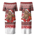 New Zealand Kekeno Seal Christmas Couples Matching Puletasi and Long Sleeve Button Shirt Maori Inspired Knitted Patterns