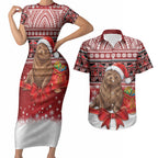 New Zealand Kekeno Seal Christmas Couples Matching Short Sleeve Bodycon Dress and Hawaiian Shirt Maori Inspired Knitted Patterns