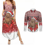 New Zealand Kekeno Seal Christmas Couples Matching Summer Maxi Dress and Long Sleeve Button Shirt Maori Inspired Knitted Patterns