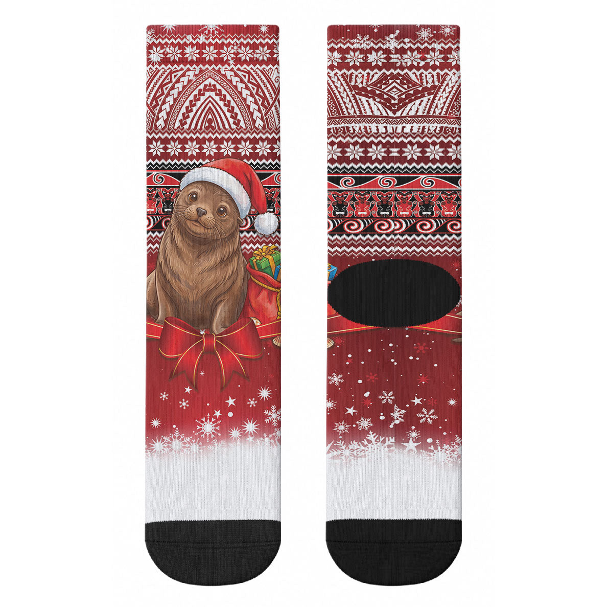 New Zealand Kekeno Seal Christmas Crew Socks Maori Inspired Knitted Patterns