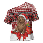 New Zealand Kekeno Seal Christmas Cross Shoulder Shirt Maori Inspired Knitted Patterns