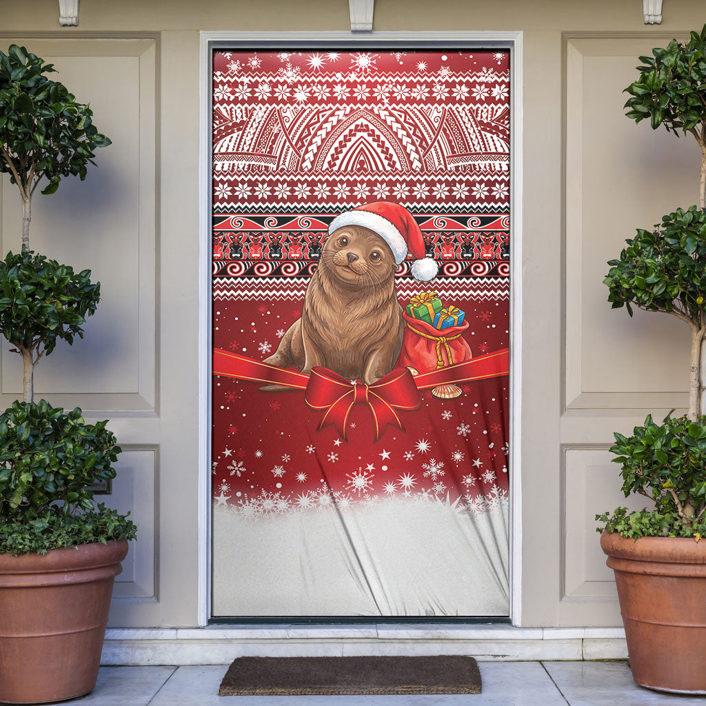 New Zealand Kekeno Seal Christmas Door Cover Maori Inspired Knitted Patterns
